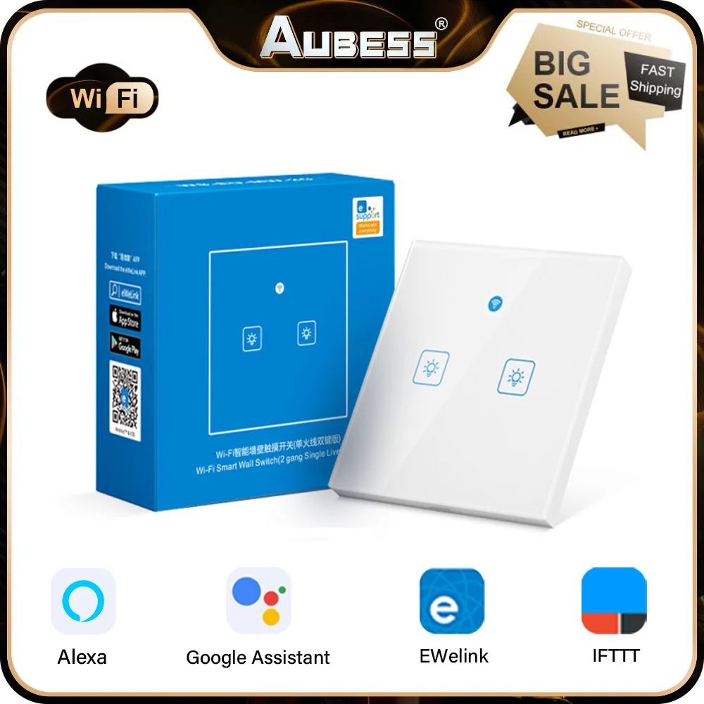 Smart Wifi Touch Wall Light Switch No Neutral Wire EWelink APP Remote