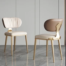 

Commercial Faux Leather Dining Chairs Soft Luxury Kitchen Wassily Salon Chairs Relaxing Makeup Elegant Fauteuil Furniture OA50DC