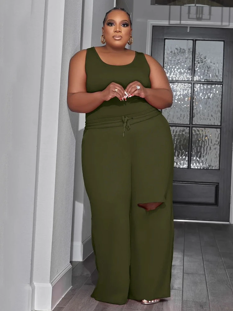 

Женский спортивный брючный костюм, повседневный костюм из двух предметов с брюками с широкими штанинами и дырками для фитнеса, весна-лето 2023