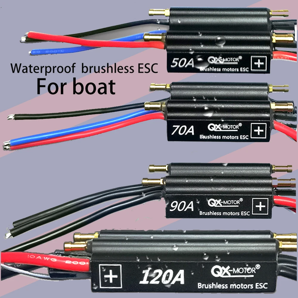 

50A 70A 90A 120A QX-motor Waterproof Brushless ESC 2-6S Speed Controller for RC Boat Ship with BEC 5.5V/5A Water Cooling Syste