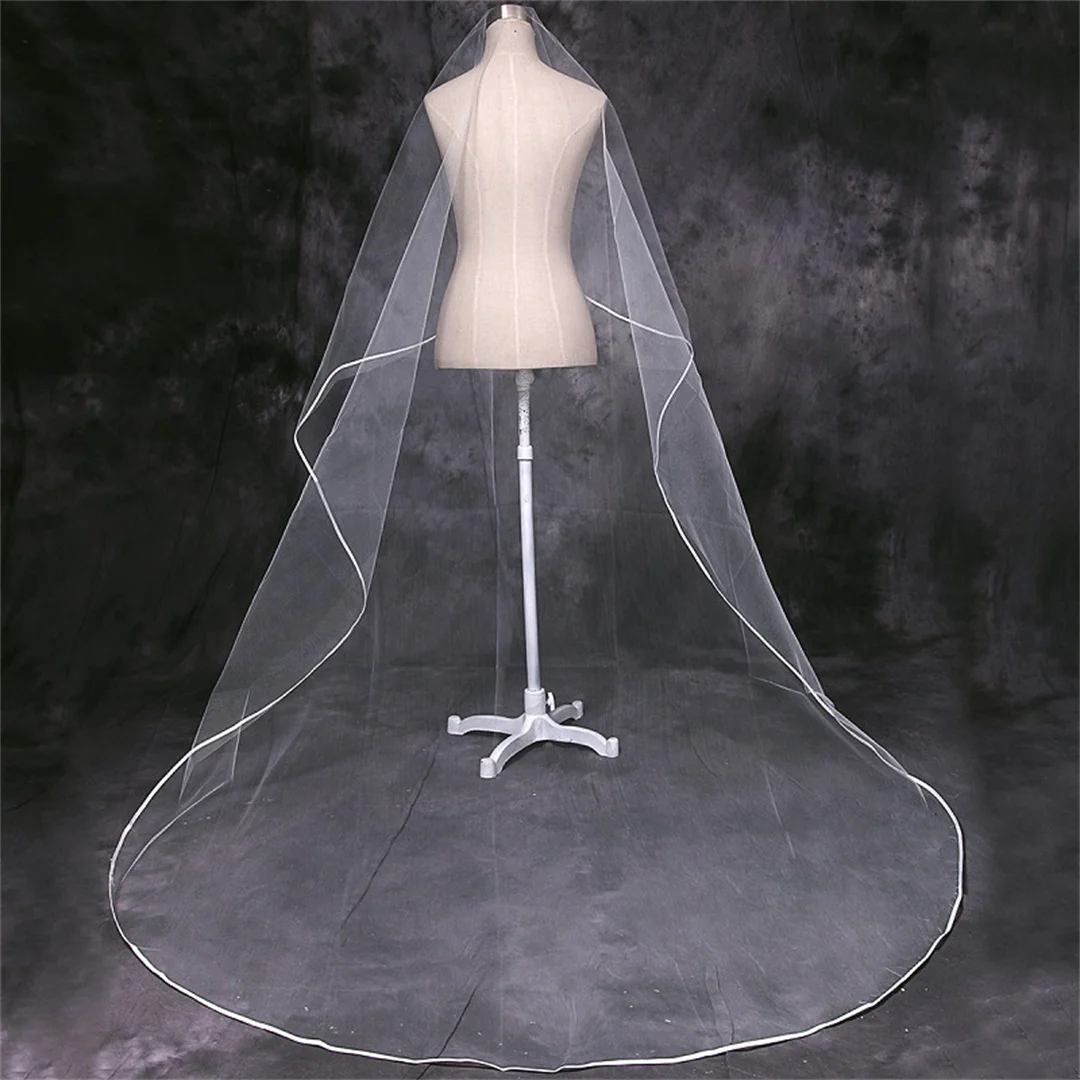 

Bridal tiar, three-metre long headband, mesh single layer hemmed comb, simple photo wedding tiara