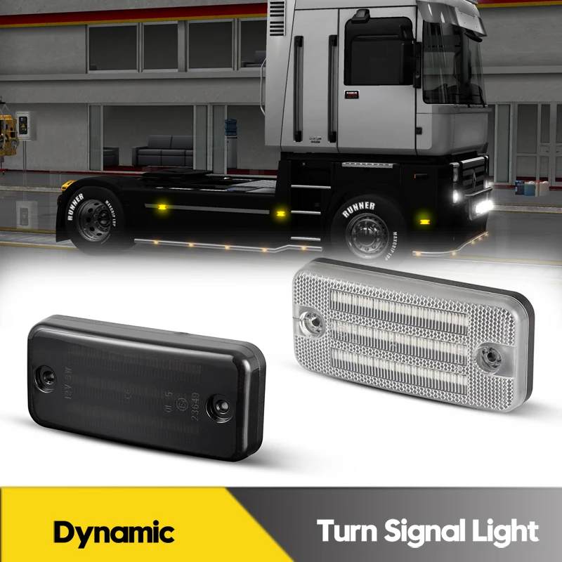 2Pcs Led Dynamic Side Marker Lights Indicatori Di Direzione Lampeggiatori Per Renault Magnum Midliner Midlum Premium Daf Lf Cf Xf Iveco