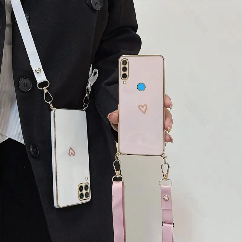 Love Heart Crossbody Lanyard Strap Phone Case – Stylish and Functional Cover