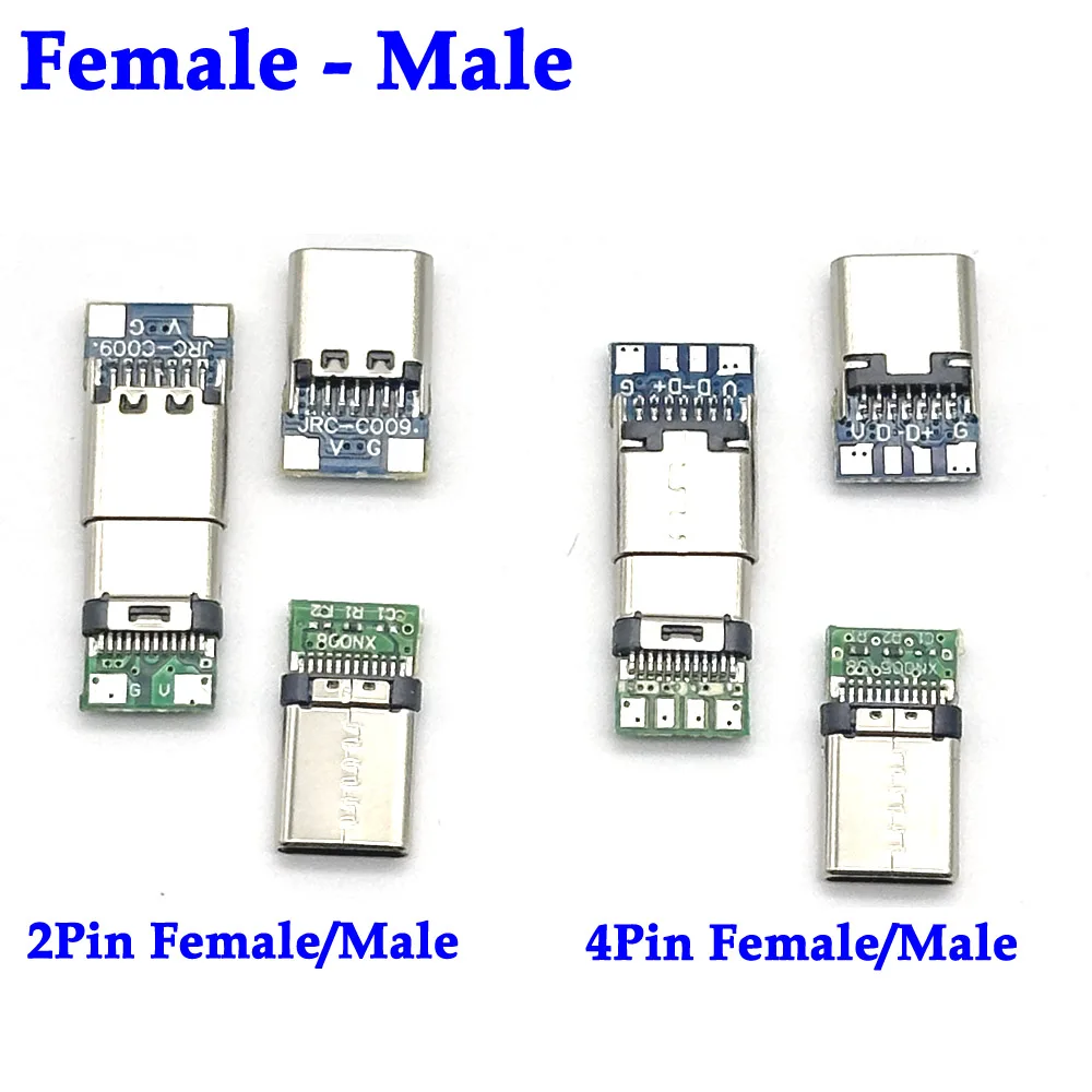 1PCS USB 3.1 Type-C 커넥터 12 24 핀 암/수 소켓 리셉터클 어댑터-솔더 와이어 및 케이블 24 핀 지원 PCB 보드