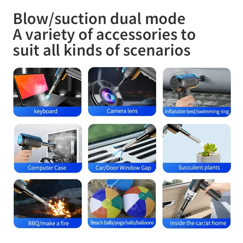 Portable Compressed Air Duster Blower Cleaner 50000RPM Charging Computer Household Car Blower Cleaner USB Car High Power 5