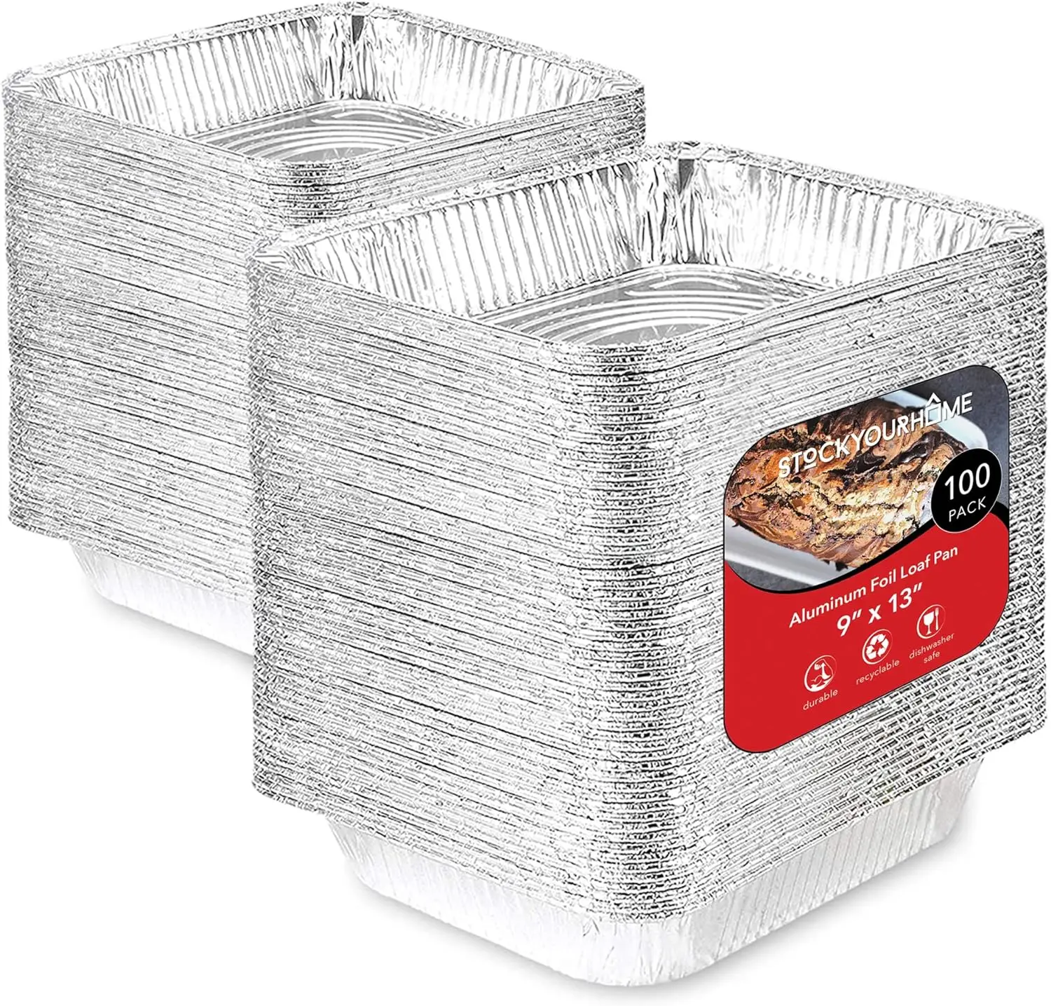 

Pans 9x13 Disposable Foil Baking Pans (100 Pack) - Half Size Steam Table Deep Pans - Tin Foil Pans Great for Cooking, Heating, S