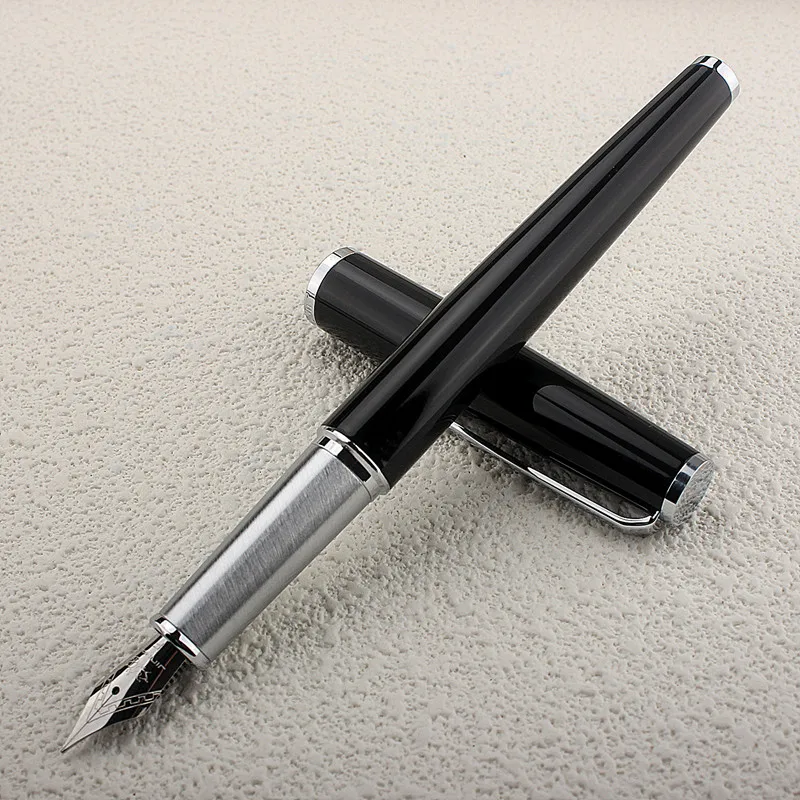 

Jinhao 0.5mm Extra Fine Nib Fountain Pen, Black Metal Calligraphy Writing Gift Pen