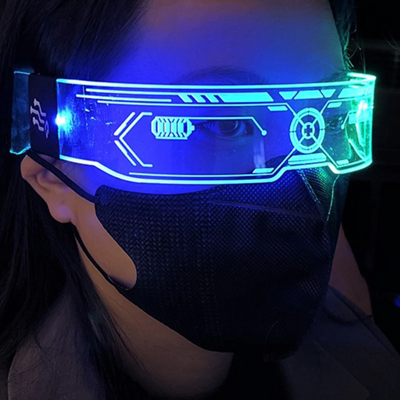 LED Colorful Glowing Glasses Neon Party Christmas Halloween Decoration LED Glowing Glasses Props Holiday Performance Props