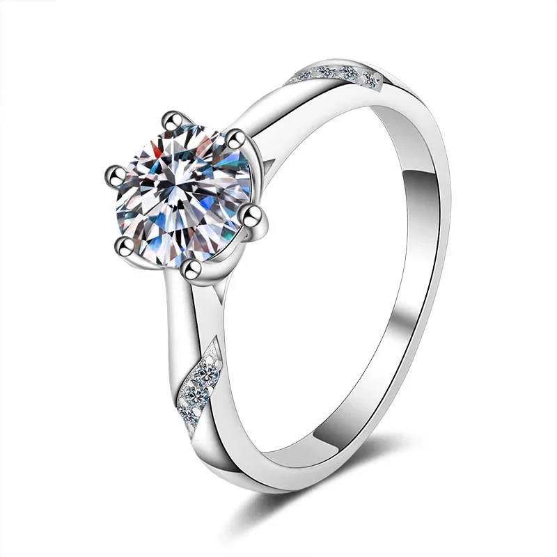

Прецизионное Платиновое кольцо из стерлингового серебра S925 с муассанитом и шестью крапанами, модное классическое кольцо с 50 точками, ювелирные изделия в 1 карат и 2 карата