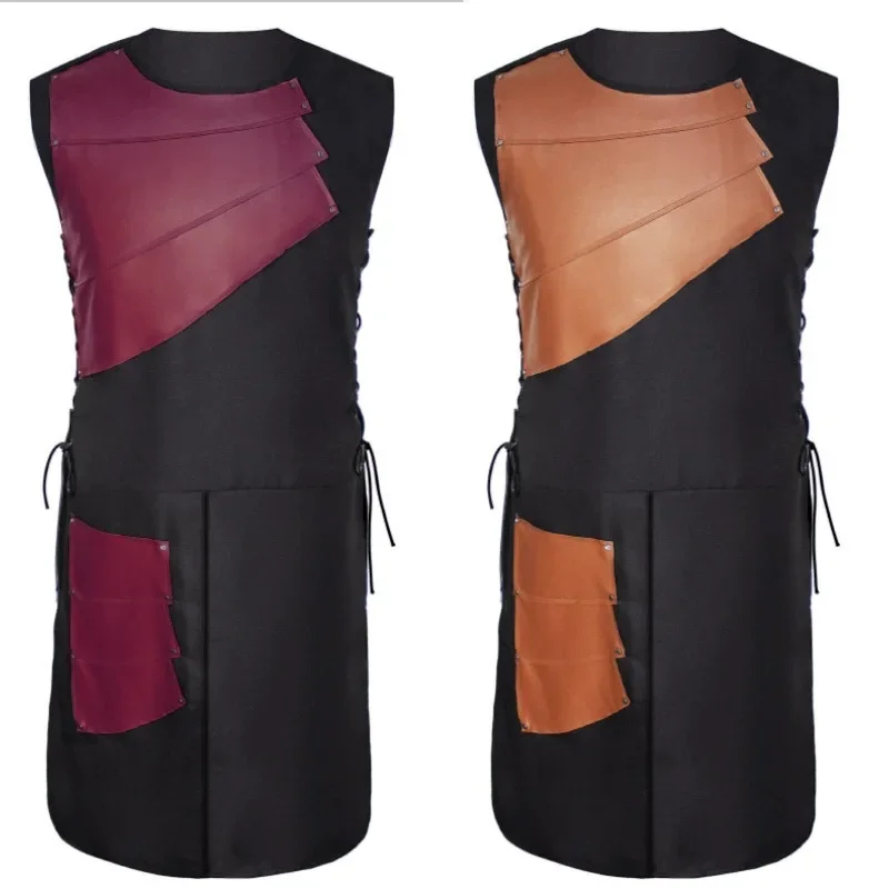 

Средневековая Лоскутная мужская одежда без рукавов с кружевом сбоку и круглым вырезом