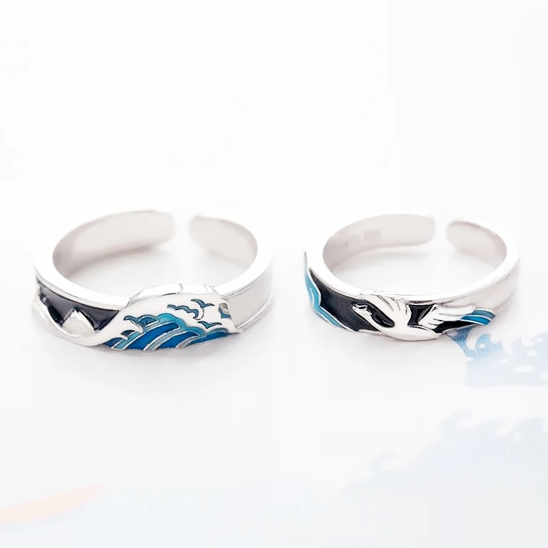 WYEAIIR 925 Sterling Silver Flying Bird Fish Couple Sweet Romantic Love Resizable Opening Ring For Women Luxury Jewelry 5