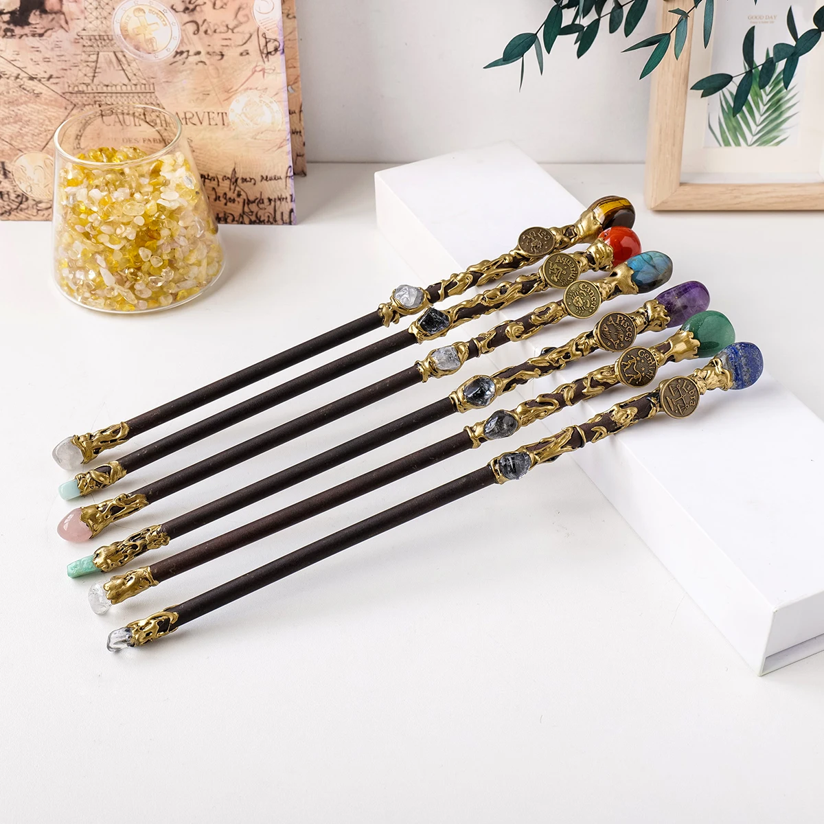 1PC 12 Constellation Crystal Stone Wand Magic Gem Healing Home Decor Easter Halloween Creative Gifts 2023 New Arrivals