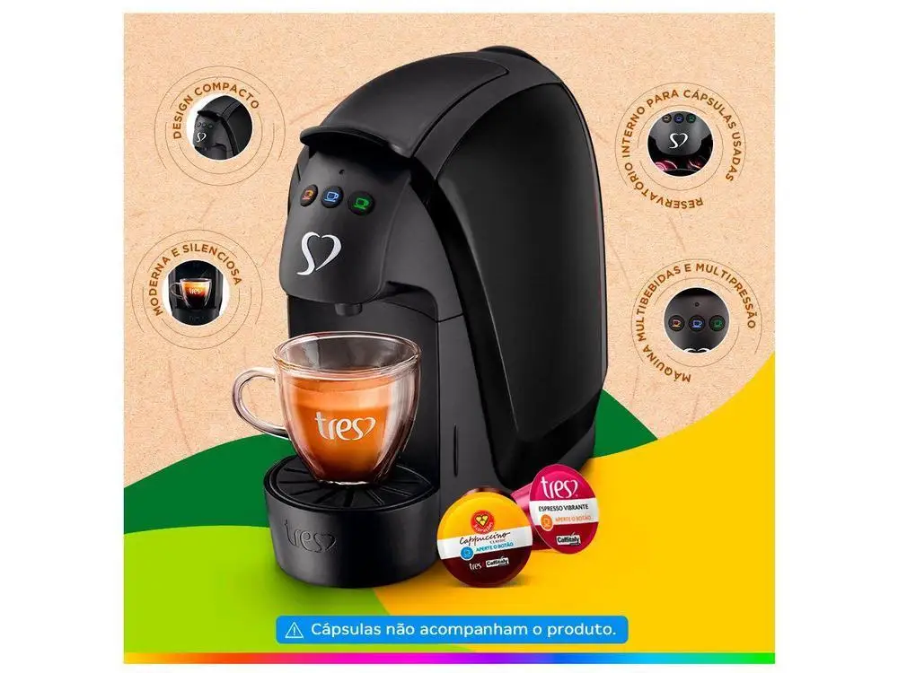 Cafeteira Expresso TRES Luna Preta  - 110V 4