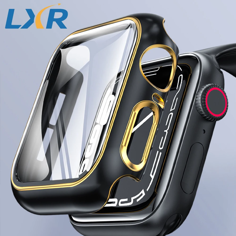 Premium Tempered Glass Screen Protector with Case for Apple Watch Accessories