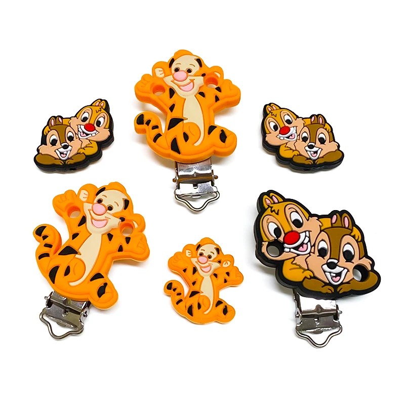 5/10pcs Silicone Tigger Squirrel Clip DIY Baby Teething Teether Necklace Bead Tool Nurs Gift Accessories teething toys pacifier clip pacifier accessories teether clip teething beads baby silicone accessories
