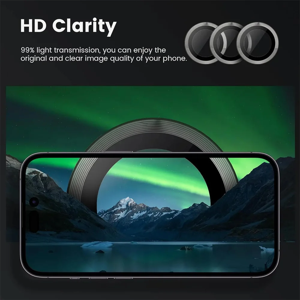 Premium Metal Lens Ring with Tempered Glass Camera Protector - Full Coverage Accessory