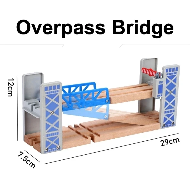 Wooden Railway Track Accessories Set with Bridge and Tunnel