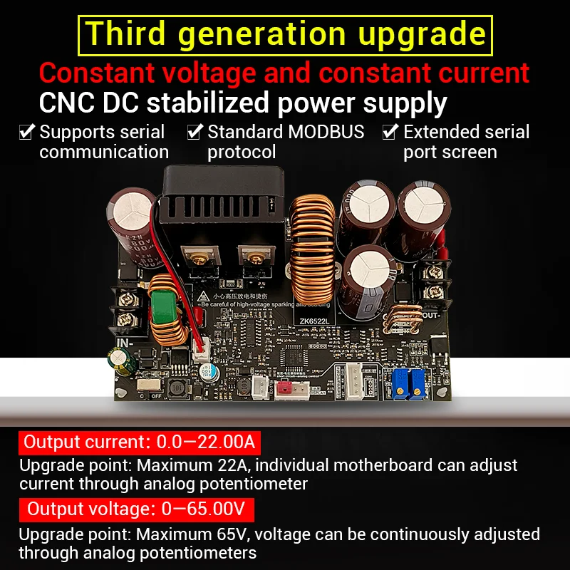 Power module ZK-6522C 22A 1400W DC 6-75V Stabilized Voltage Power Supply Step-Down Module CNC Adjustable Voltage Regulators