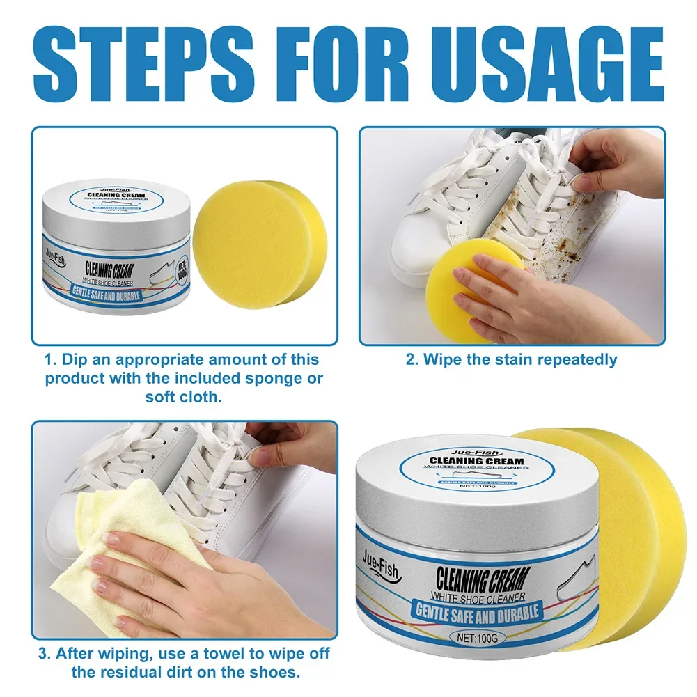 100/200g White Shoe Cleaning Cream Multi-functional Cleaning Brightening Whitening And Yellowing Maintenance Of sports Shoes 5