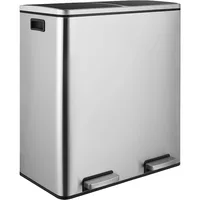 finetones Dual Step Trash Can, 16 Gallon (2×30L) Stainless Steel Garbage Can 2 Soft-Close Lid and 2 Removable Inner Wastebasket 1