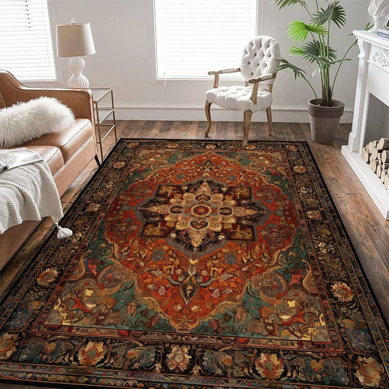 Persian Ethnic Style Carpet for Living Room Home Decoration Retro America Lounge Rugs Soft Bedroom Non-slip Bedside Mats 200x300 2