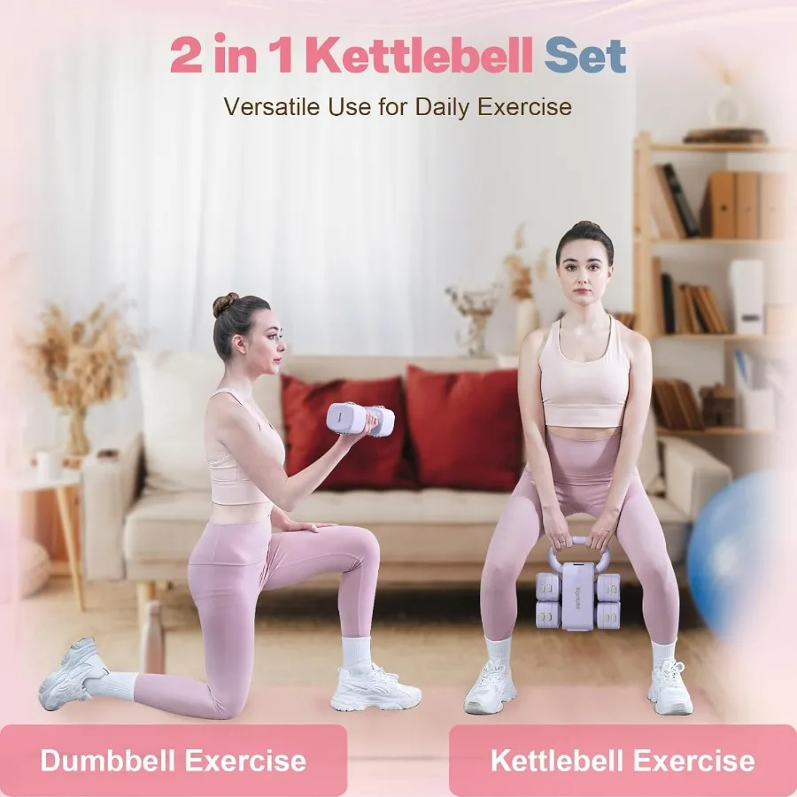 Adjustable Dumbbell Set of 2, 4 in 1 Free Weights Dumbbells Set for Women with Fast Adjustment, Each 2lb 3lb 4lb 5lb Hand Weight