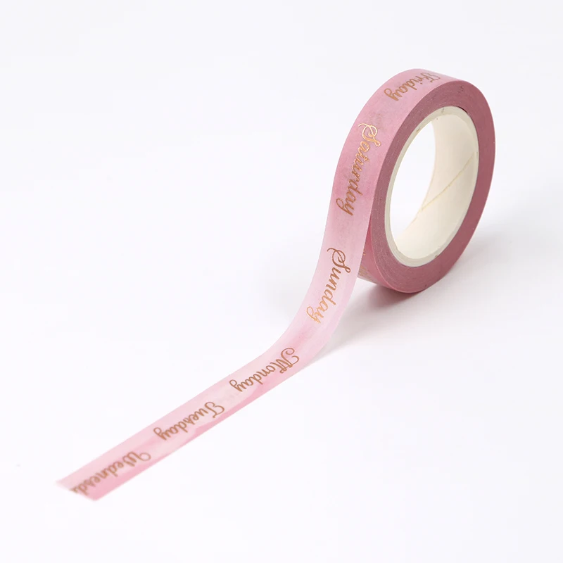 F271 새로운 1PC. 10M 장식 금박 핑크 주간 마스킹 Washi 테이프 스크랩북 귀여운 문구 학교 용품