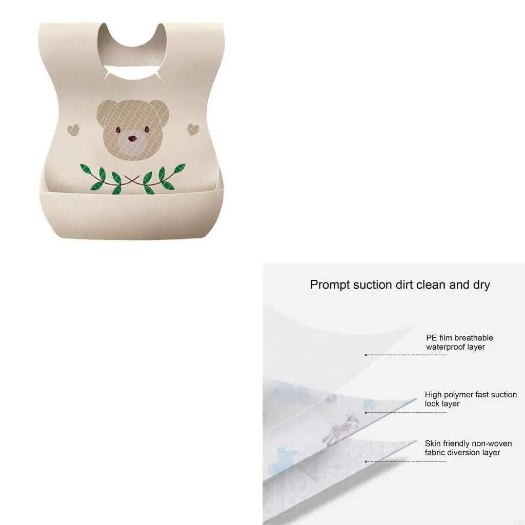 50pcs 곰 패턴이있는 일회용  턱받이 짠  턱받이는 식사 시간을 맞추기위한 짠..