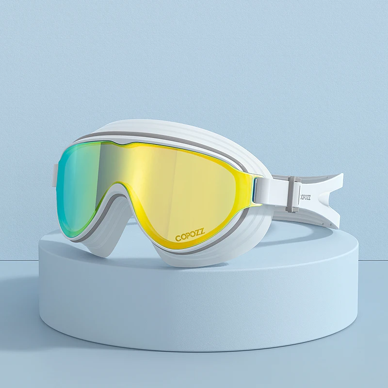 Lunettes de natation adultes grand cadre COPOZZ professionnelles - Anti-buée, plaquées durables confortables