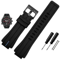 High - Quality Black Waterproof Silicone Sports Watchband - Men's 24mm - 24.16mm (Black blue black)