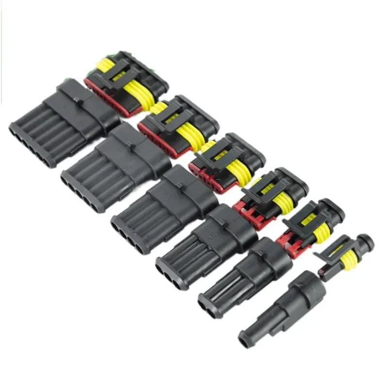 

1set Kit 2 pin 1/2/3/4/5/6 pins Way AMP Super seal Waterproof Electrical Wire Connector Plug for car waterproof connector