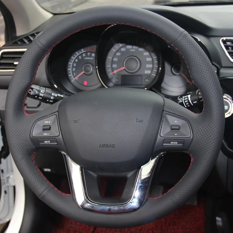 

Нескользящая черная искусственная кожа ручная строчка для KIA RIO 2011 2012 2013 2014 автомобильные аксессуары