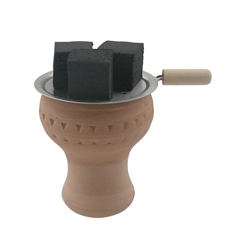 Diameter 66MM Shisha Hookah Water Pipe Charcoal Bowl Smoking Accessories Holder Wooden Handle Tools