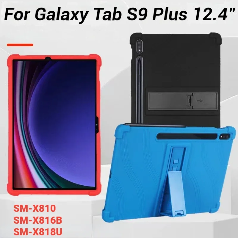 

Чехол-накладка для Samsung Galaxy Tab S9 Plus, 12,4 дюйма, с 4 противоударными подушками безопасности, Мягкий силикон