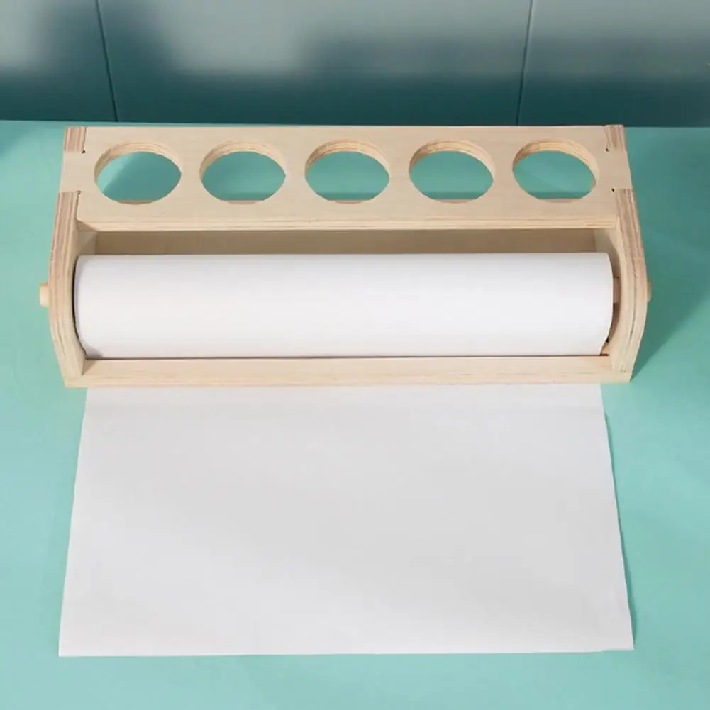 Desktop Roll Paper Holder ，Wooden Paper Dispenserwith Pen Holder ，for School Home Desktop Roll Organizer Tabletop