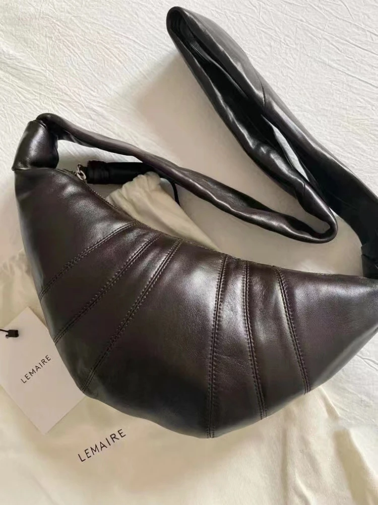 Luxury Brand Design PU Leather Black Coffee Bag For Women Zip Croissant Handbag Messenger Fashion Ladies Purse Tote Hand Sac