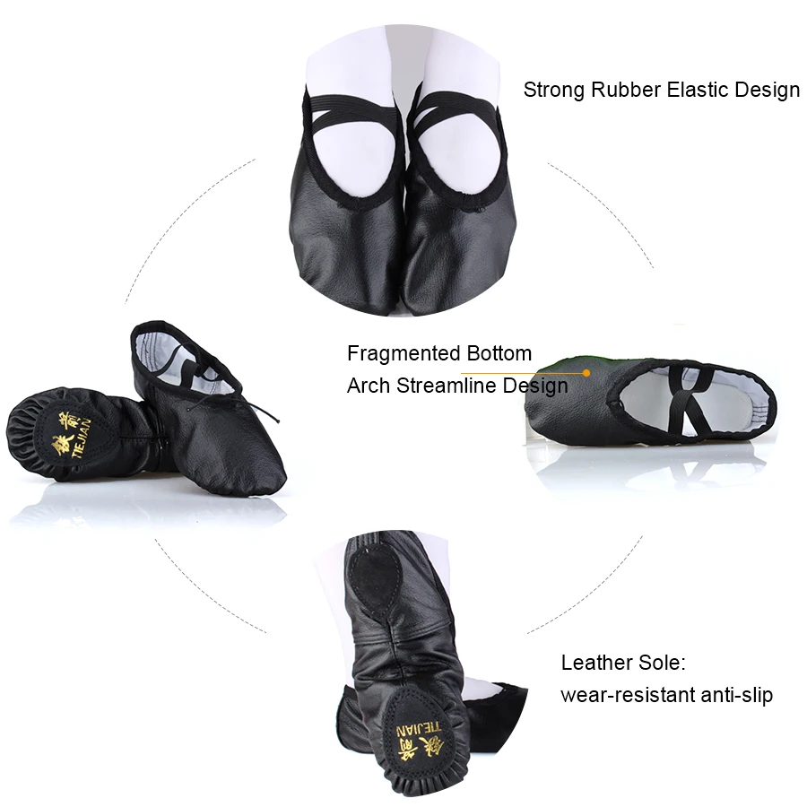 Genuine Leather Ballet Shoes Soft Bottom Breathable Ethnic Belly Dancing Shoes For Women Girls Exercise Cat's Claw Shoes 6