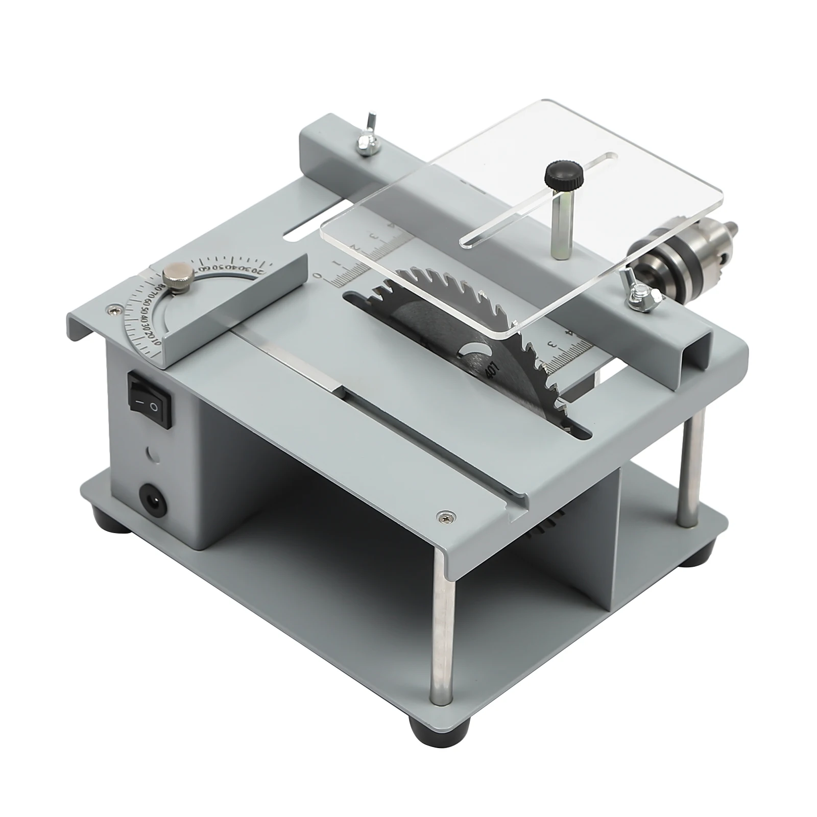 Elektrische Mini-Tischkreissäge, 4,33 Zoll, Kreuzschnitt-Gleitsäge mit 7-Gang-Einstellung, 0–90 ° Winkelschnitt, 96 W Motor aus reinem Kupfer für Holz – Detail 17