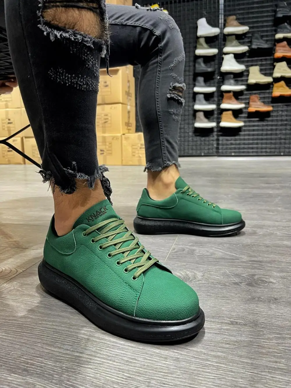 Knack vysoký podrážka ležérní boty 045 zelená (black base)