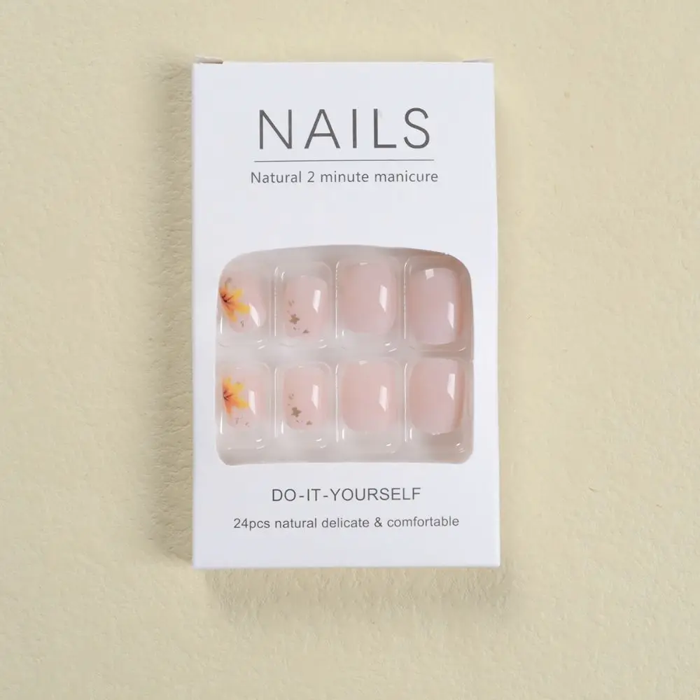 24pcs Glitter Powder Press-On Faux Fingernails