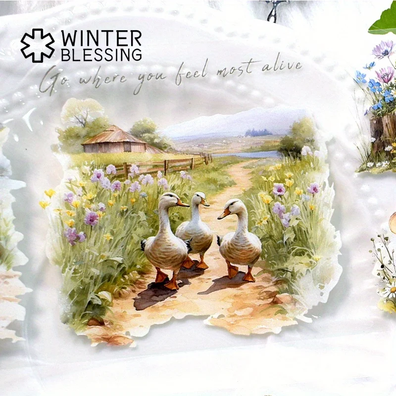 2m/Roll Countryside Animal PET Stickers Decorative Transparent Tape For Scrapbooking Journal Aesthetic Stationery 4