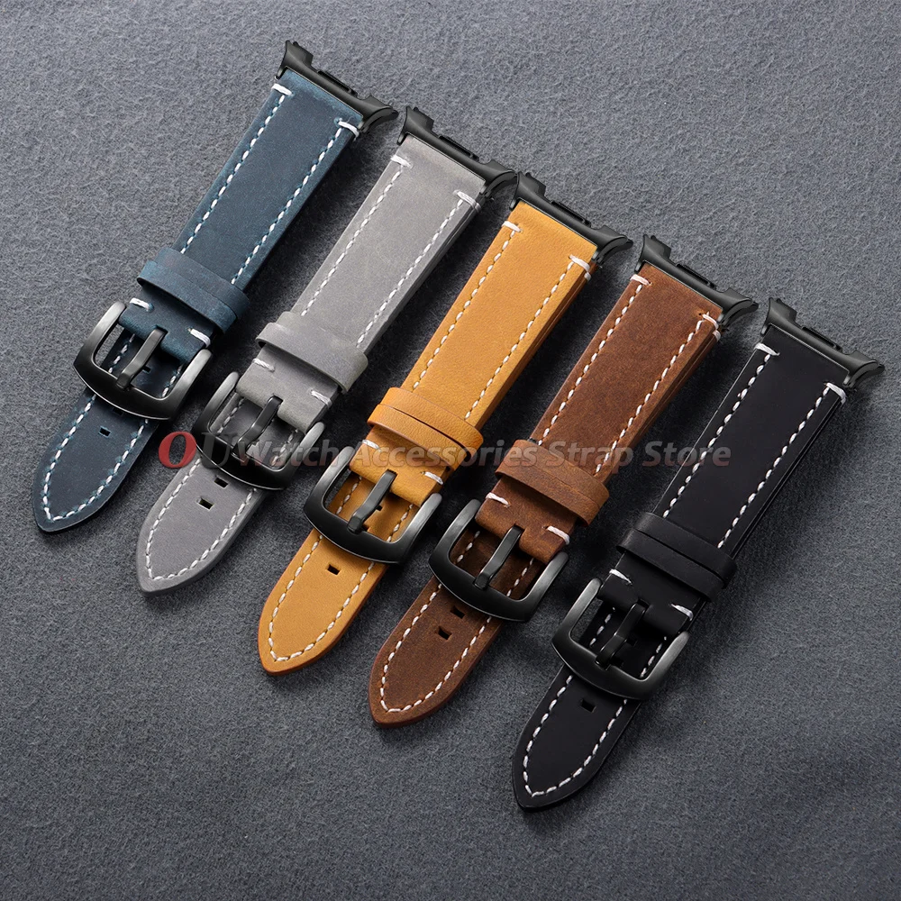 Calf Leather Watch Band - Retro Brown Black Strap, Premium Bracelet