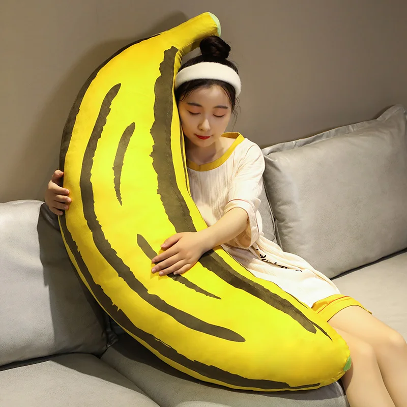 Soft Giant Yellow Banana Plush Pillow Stuffed Realistic Fruit Toy Doll  Cute100cm