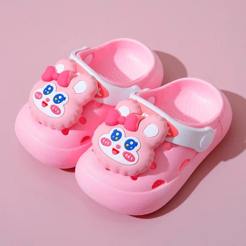 Baby Hole Slippers Kids Three-dimensional Cartoon Pattern Shoes Children Beach Sandals Soft Bottom Girls Boys Indoor Footwear