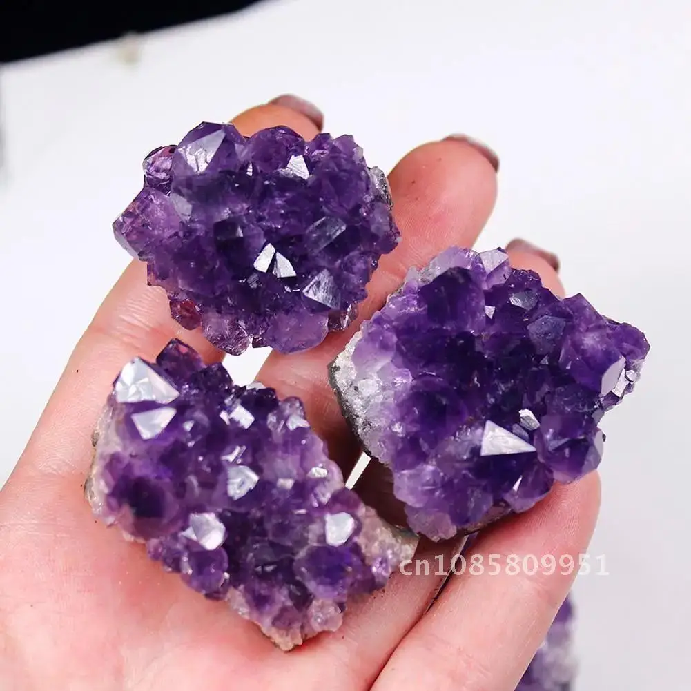 

Rough Stone Crystal Cluster Quartz Natural Geode Amethyst Mineral Specimen Home Decoration Ornament Purple Healing Fengshui Ore