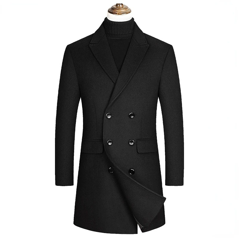 Men Trench Coats Double Breasted Jackets Casual Cashmere Blends Business Long Jackets Men Leisure Overcoats Male Fit Blends 4XL