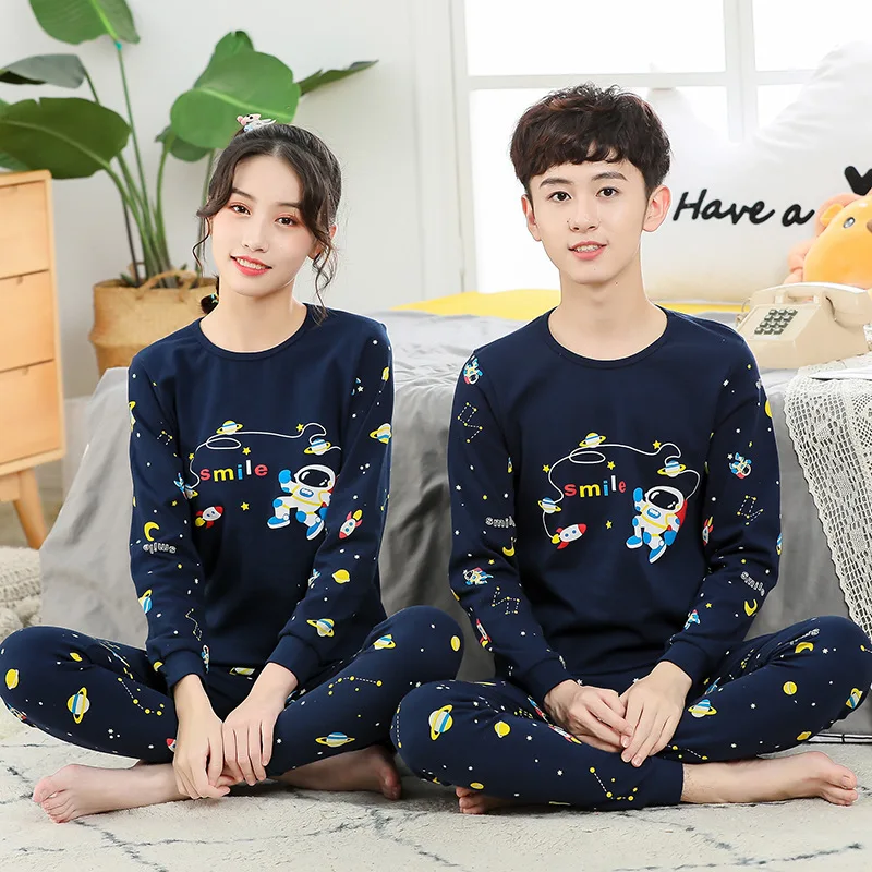 New Teenage Pajamas Cotton Clothes Sets Winter Animal Children's Pyjamas Set for Kids 10 12 14 16 18 Years Boys Girls Sleepwear pajama sets button up	 Sleepwear & Robes