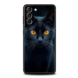 Elegant Black Cat Soft TPU Phone Case - Sleek and Stylish Protective Cover for Samsung S21Ultra (A1)