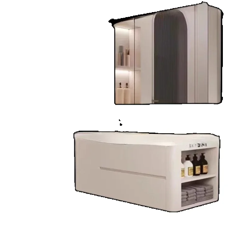 #Bathroom Cabinet Set Washbasin Washing Complete Modern Furniture Storage Locker Full Mirror Hovedskapet Home Improvement