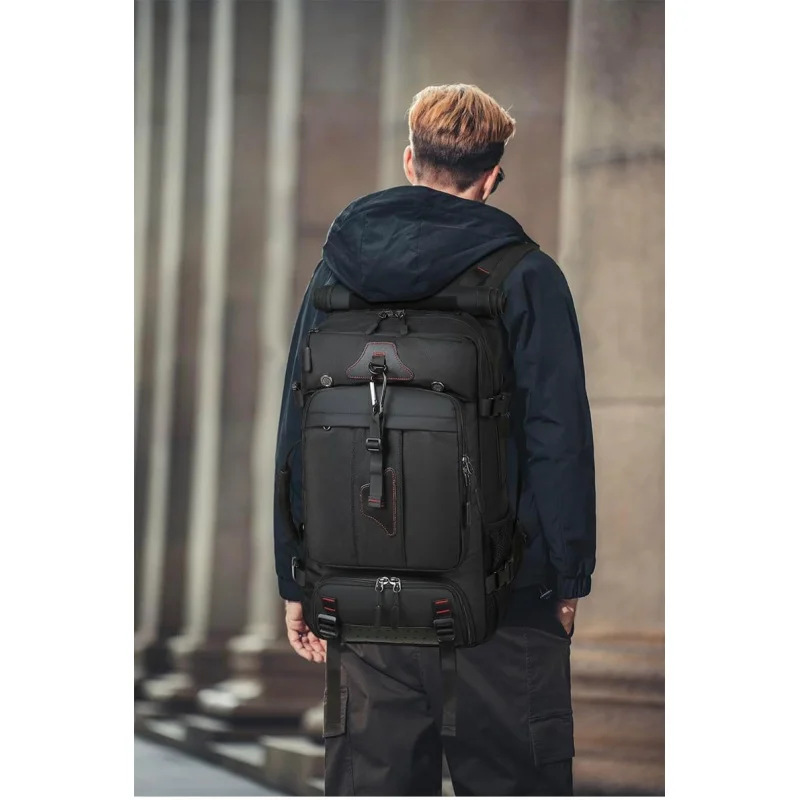 Men's travel backpack 50L large portable backpack, durable and convertible luggage bag with shoe compartment, - 6